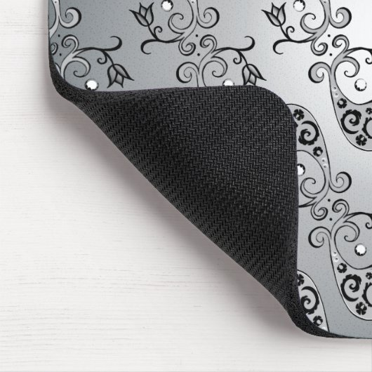 Abstract zilver en zwart Tulip Boteh Pattern Muismat (Hoek)