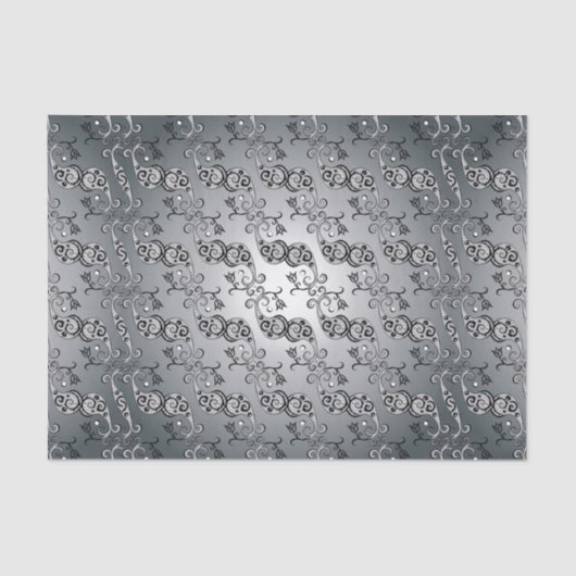 Abstract zilver en zwart Tulip Boteh Pattern Tissuepapier (Voorkant)