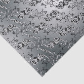 Abstract zilver en zwart Tulip Boteh Pattern Tissuepapier (Detail)