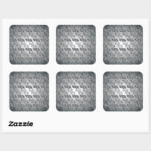 Abstract zilver en zwart Tulip Boteh Pattern Vierkante Sticker (Vel)
