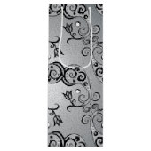 Abstract zilver en zwart Tulip Boteh Pattern Wijn Cadeautas (Voorkant)
