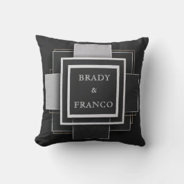 Abstract Zilver Zwart Geometrische Gelaagde Textuu Kussen