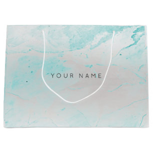 Abstract zilveren Blush Marmer Metallic Aqua Groot Cadeauzakje