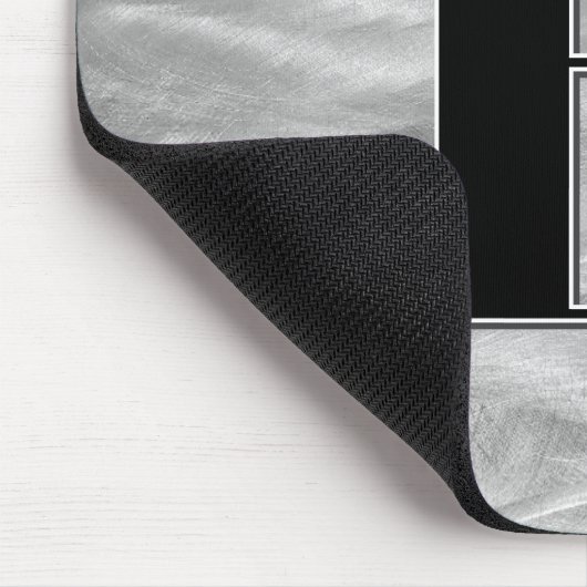 Abstract zilverkleurig geborsteld metaalmonogram muismat (Hoek)