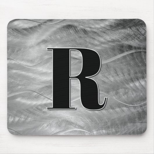 Abstract zilverkleurig geborsteld metaalmonogram muismat (Voorkant)