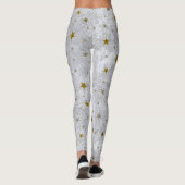 Abstract zilverpapier met gouden dunne sterren leggings (Achterkant)