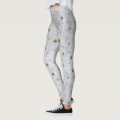 Abstract zilverpapier met gouden dunne sterren leggings (Links)