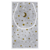 Abstract zilverpapier met gouden sterren, maan klein cadeauzakje (Achterkant)