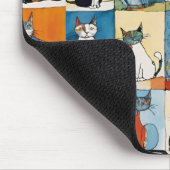 Abstract Zittende Katten Bloemen Patchwork Muismat (Hoek)