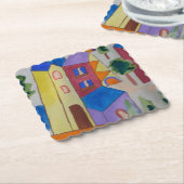 Abstract zomerdorp kartonnen onderzetters (Gebogen)