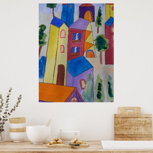 Abstract zomerdorp poster (Keuken)