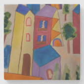 Abstract zomerdorp stenen onderzetter (Voorkant)