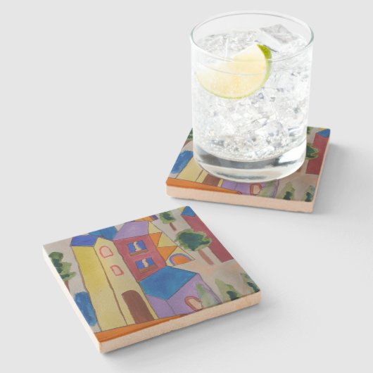 Abstract zomerdorp stenen onderzetter (Zijkant)