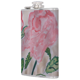 Abstract zomervat Rozen Vinyl Wrapped Hip Flask Heupfles