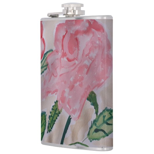Abstract zomervat Rozen Vinyl Wrapped Hip Flask Heupfles (Links)