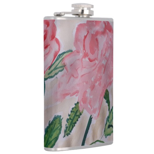 Abstract zomervat Rozen Vinyl Wrapped Hip Flask Heupfles (Rechts)