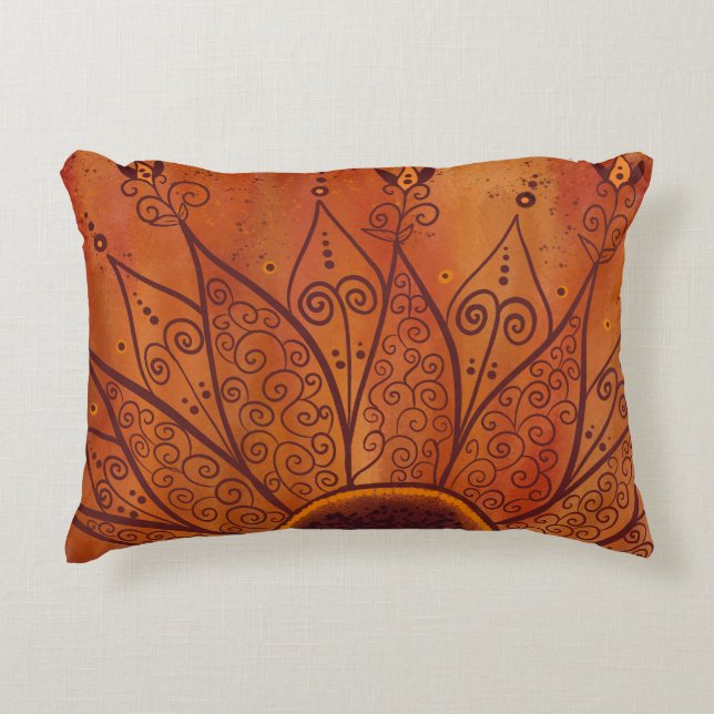 Abstract zonnebloempatroon accent kussen (Voorkant)