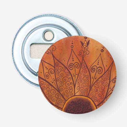 Abstract zonnebloempatroon button flesopener (Voorkant)