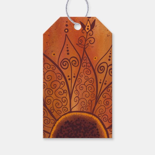 Abstract zonnebloempatroon cadeaulabel (Voorkant)