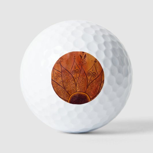 Abstract zonnebloempatroon golfballen (Voorkant)