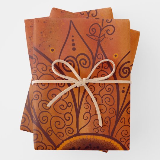 Abstract zonnebloempatroon inpakpapier vel (In situ)