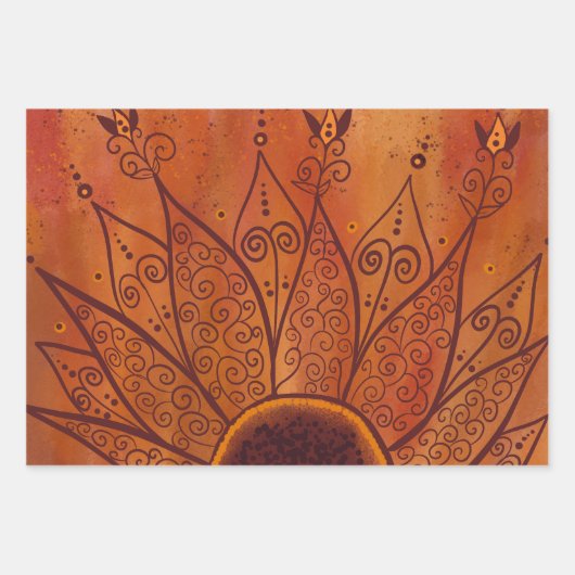 Abstract zonnebloempatroon inpakpapier vel (Voorkant)