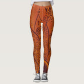 Abstract zonnebloempatroon leggings (Voorkant)