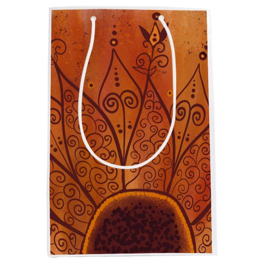 Abstract zonnebloempatroon medium cadeauzakje (Voorkant)