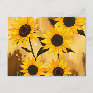 Abstract zonnebloempatroon met goudgeel briefkaart