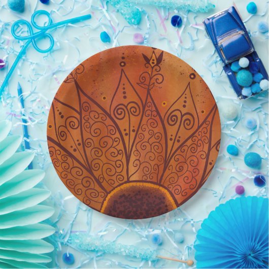 Abstract zonnebloempatroon papieren bordje (Feest)