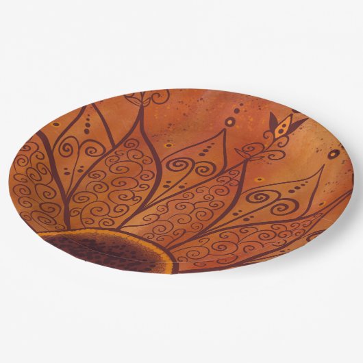 Abstract zonnebloempatroon papieren bordje (Gekanteld)