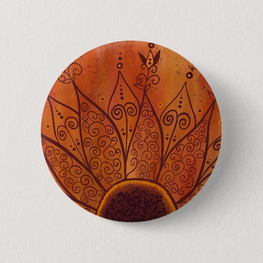 Abstract zonnebloempatroon ronde button 5,7 cm (Voorkant)