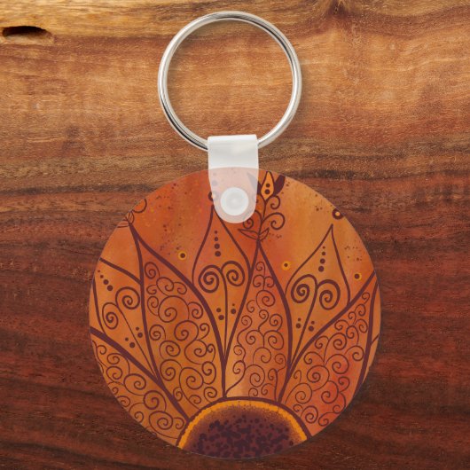 Abstract zonnebloempatroon sleutelhanger (Voorkant)