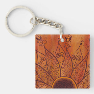 Abstract zonnebloempatroon sleutelhanger