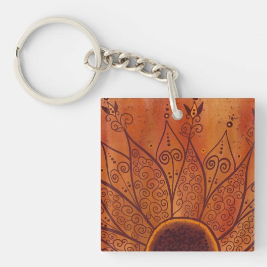 Abstract zonnebloempatroon sleutelhanger (voorkant)