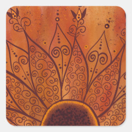 Abstract zonnebloempatroon vierkante sticker