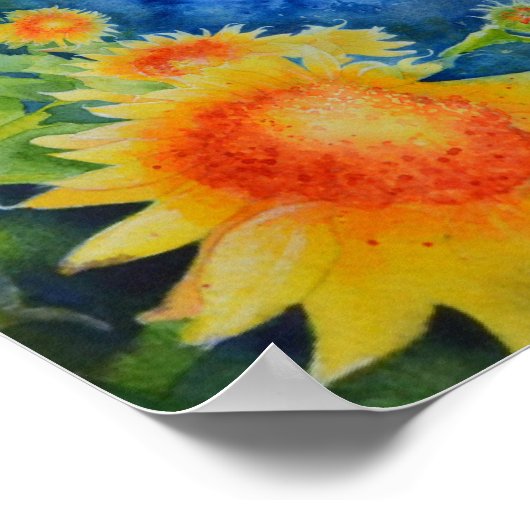 Abstract zonnebloemveld | retro floral poster (Hoek)