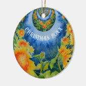 Abstract zonnebloemveld | retro gele floraal keramisch ornament (Links)