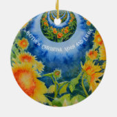 Abstract zonnebloemveld | retro gele floraal keramisch ornament (Achterkant)