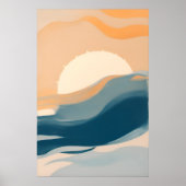 Abstract zonovergoten zeegezicht, minimalistische  poster (Voorkant)