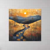 Abstract zonsonderganglandschap met River en Golde Canvas Afdruk (Voorkant)