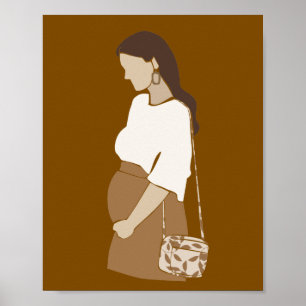 Abstract Zwangere Vrouw Profiel Moederkunst Poster