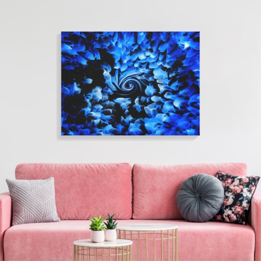 Abstract zwart-blauw Glass Canvas afdrukken (Insitu (Woonkamer))