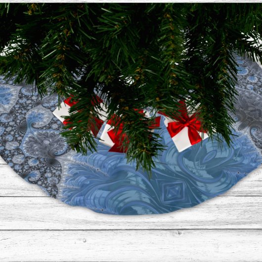 Abstract zwart-blauw-ingetrict fractal kerstboom rok