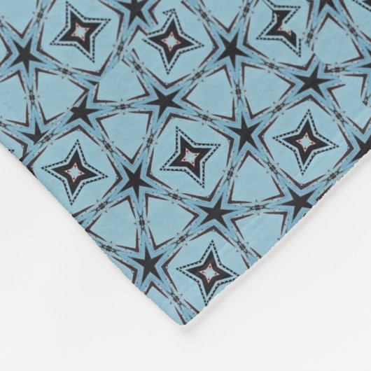 Abstract zwart-blauw patroon fleece deken (Hoek)