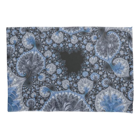Abstract Zwart Blauwe Fractal Kussensloop (Voorkant)