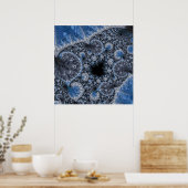 Abstract zwart blauwe fractal poster (Keuken)