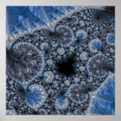 Abstract zwart blauwe fractal poster (Voorkant)