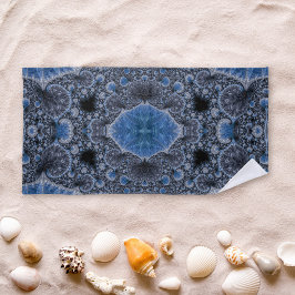 Abstract Zwart Blauwe Fractal Strandlaken