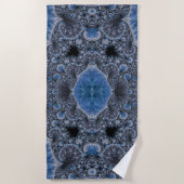 Abstract Zwart Blauwe Fractal Strandlaken (Voorkant)